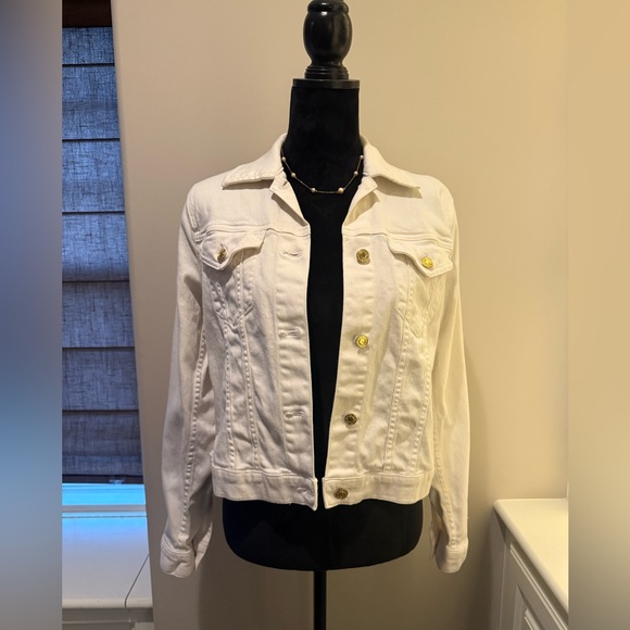 MICHAEL Michael Kors Jackets & Blazers - MICHAEL KORS point collar stretch white denim jacket